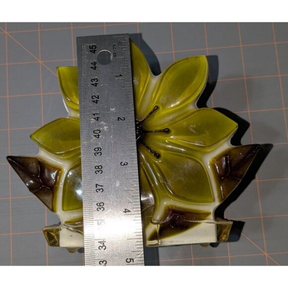 Vintage Resin Flower Napkin/Letter Holder Green & Brown Handmade MCM - Picture 15 of 15